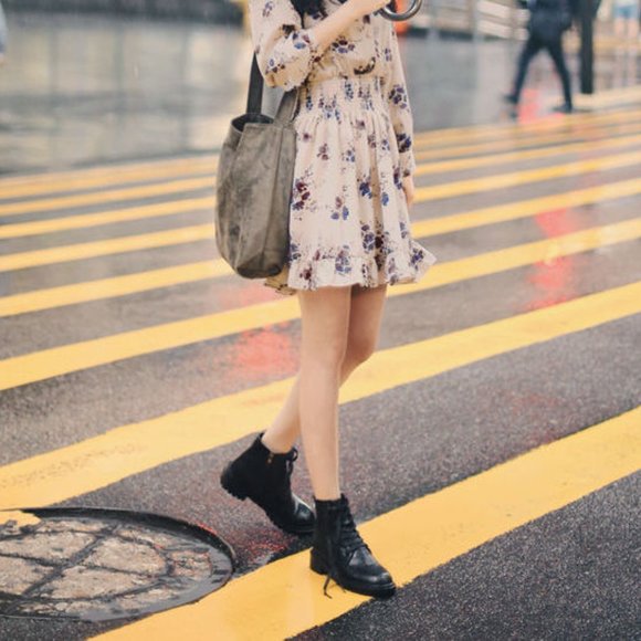 Long-Sleeved Floral Print Chiffon Dress Size Small in Light Tan - Picture 8 of 15